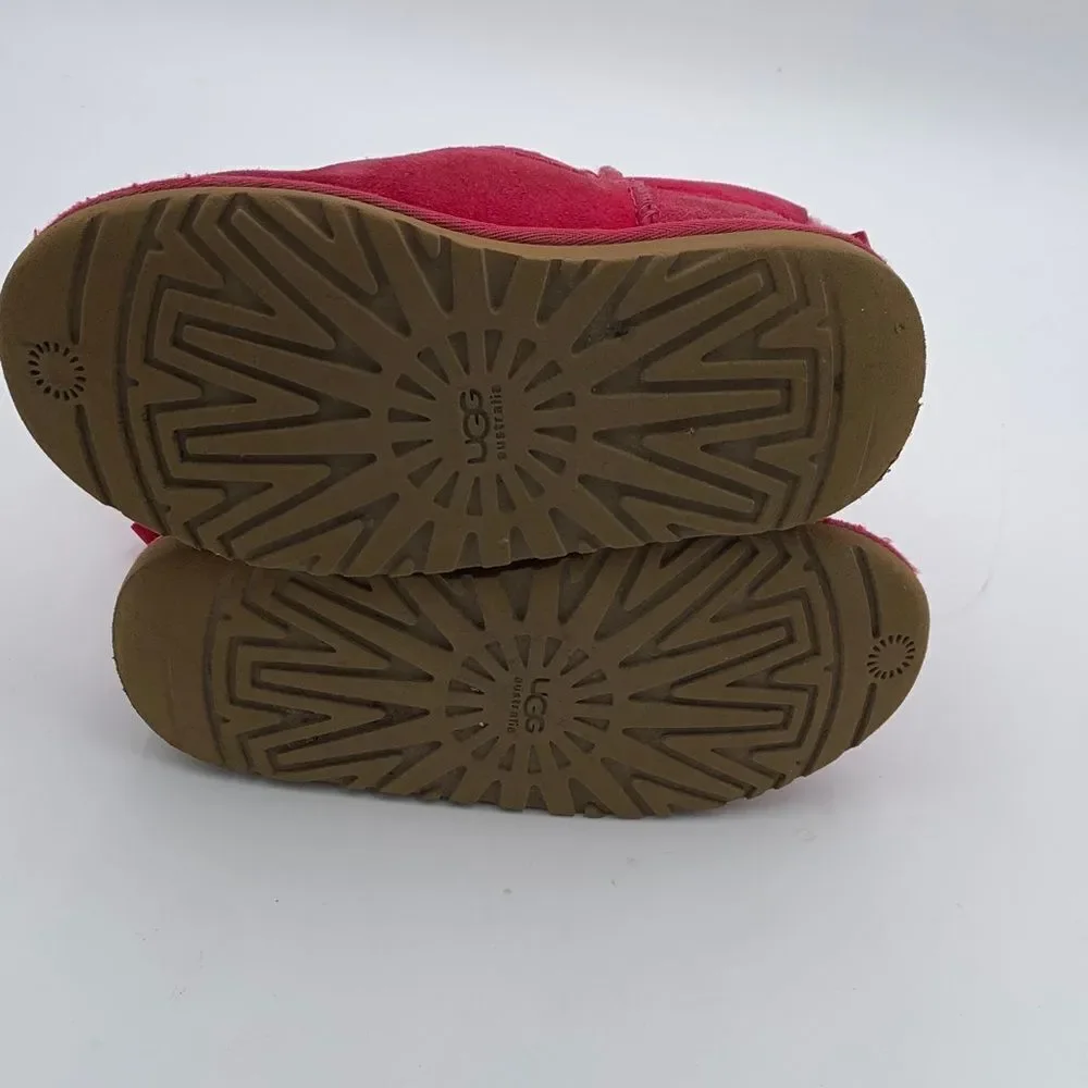 UGG bright pink double Bailey Bow girls size 2 with added gemstone mermaid